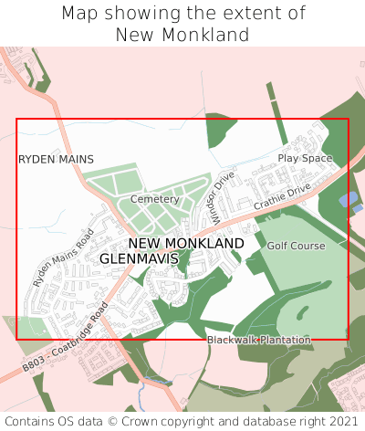 Map showing extent of New Monkland as bounding box