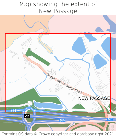 Map showing extent of New Passage as bounding box