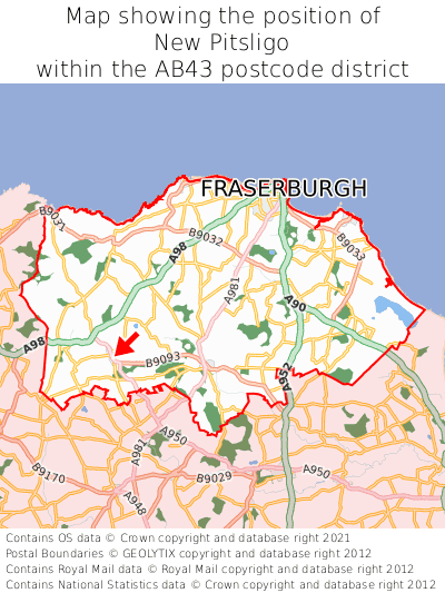 Map showing location of New Pitsligo within AB43