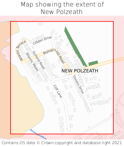 Map showing extent of New Polzeath as bounding box