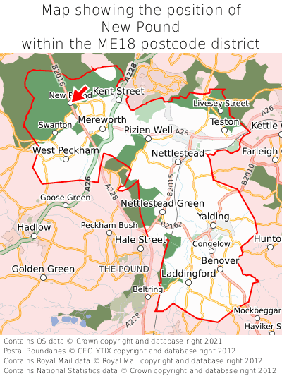 Map showing location of New Pound within ME18