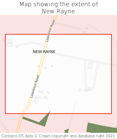Map showing extent of New Rayne as bounding box