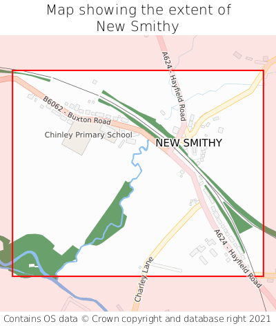 Map showing extent of New Smithy as bounding box