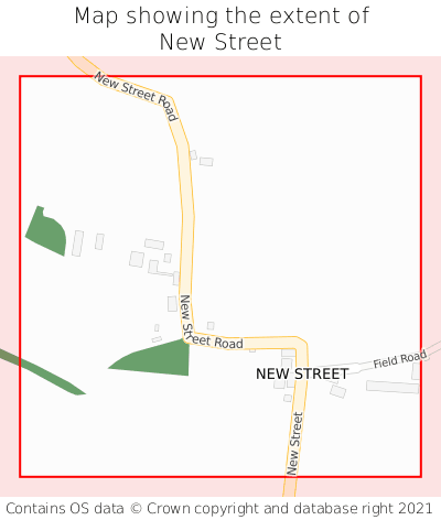 Map showing extent of New Street as bounding box