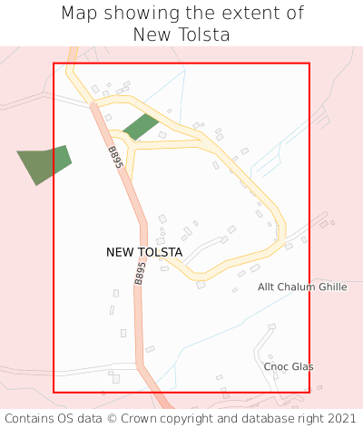 Map showing extent of New Tolsta as bounding box