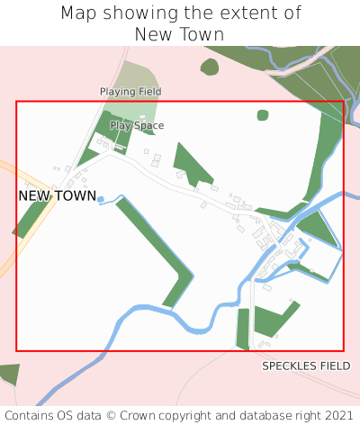 Map showing extent of New Town as bounding box
