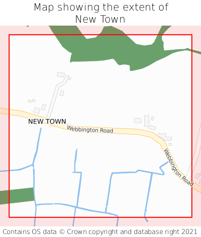 Map showing extent of New Town as bounding box