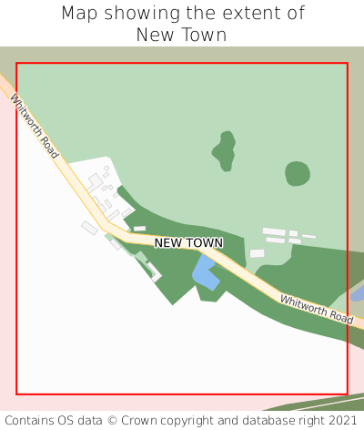 Map showing extent of New Town as bounding box