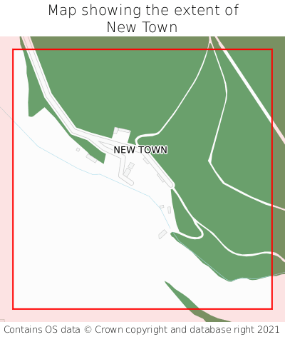 Map showing extent of New Town as bounding box