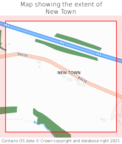 Map showing extent of New Town as bounding box