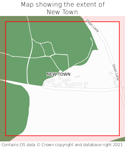 Map showing extent of New Town as bounding box