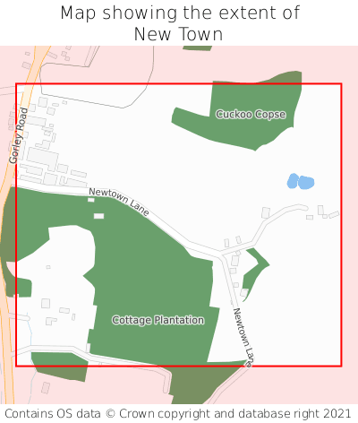 Map showing extent of New Town as bounding box