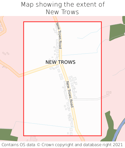 Map showing extent of New Trows as bounding box
