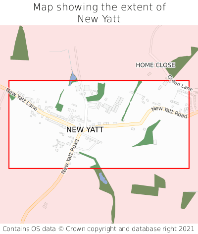 Map showing extent of New Yatt as bounding box