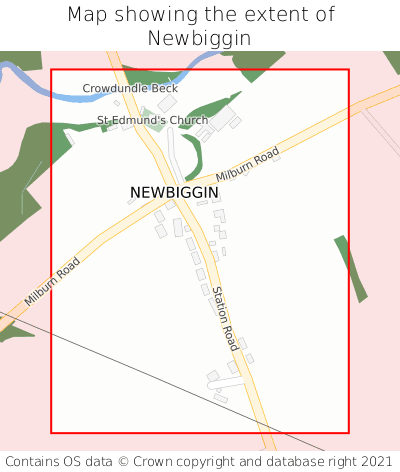 Map showing extent of Newbiggin as bounding box