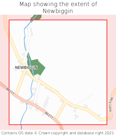 Map showing extent of Newbiggin as bounding box