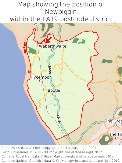 Map showing location of Newbiggin within LA19