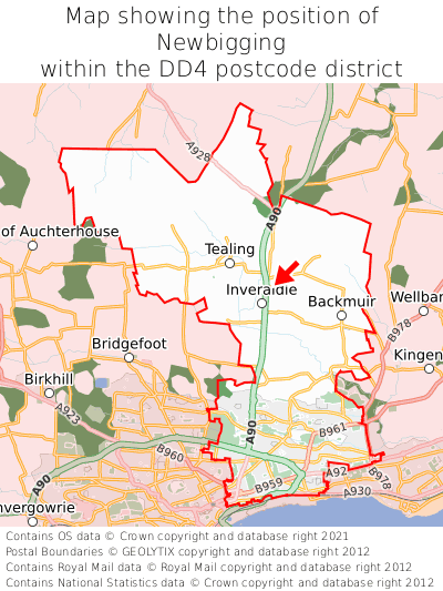 Map showing location of Newbigging within DD4