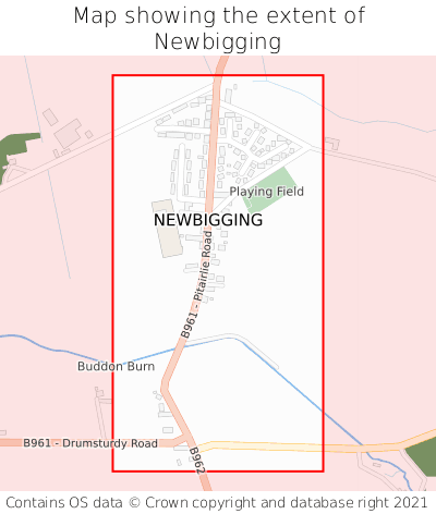 Map showing extent of Newbigging as bounding box