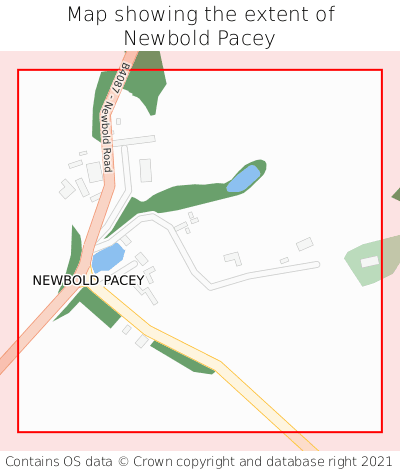 Map showing extent of Newbold Pacey as bounding box
