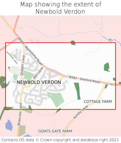 Map showing extent of Newbold Verdon as bounding box