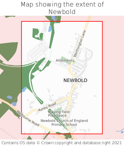 Map showing extent of Newbold as bounding box