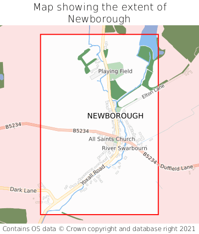 Map showing extent of Newborough as bounding box