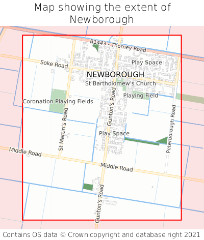 Map showing extent of Newborough as bounding box