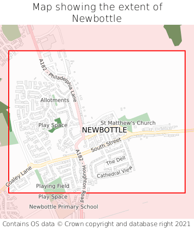 Map showing extent of Newbottle as bounding box