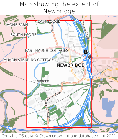 Map showing extent of Newbridge as bounding box