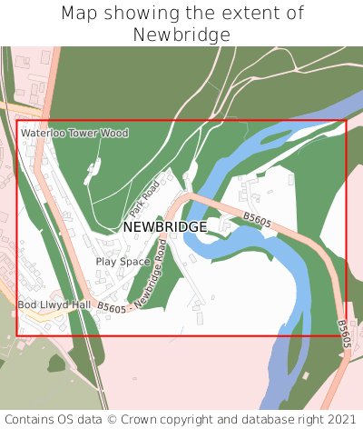 Map showing extent of Newbridge as bounding box