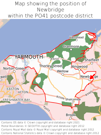 Map showing location of Newbridge within PO41