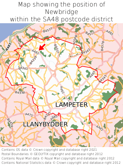 Map showing location of Newbridge within SA48