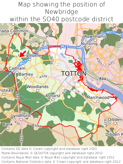 Map showing location of Newbridge within SO40