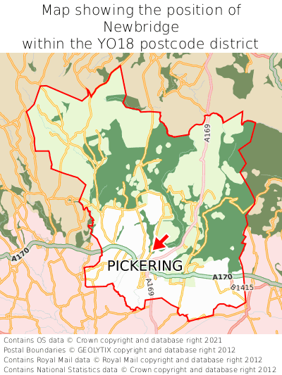 Map showing location of Newbridge within YO18