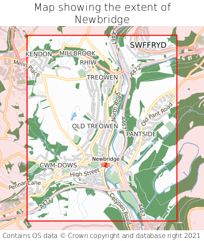 Map showing extent of Newbridge as bounding box