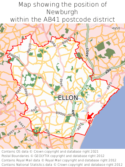 Map showing location of Newburgh within AB41