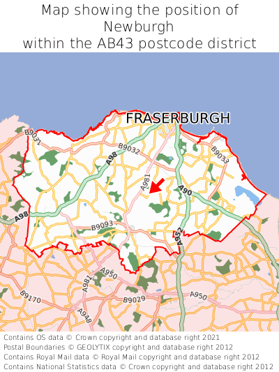 Map showing location of Newburgh within AB43