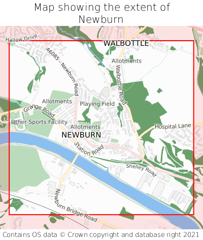 Map showing extent of Newburn as bounding box
