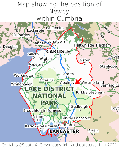 Map showing location of Newby within Cumbria