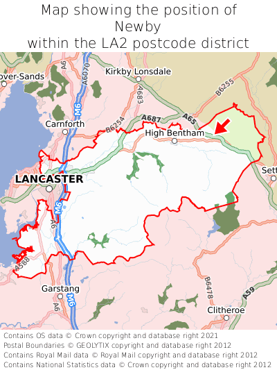 Map showing location of Newby within LA2