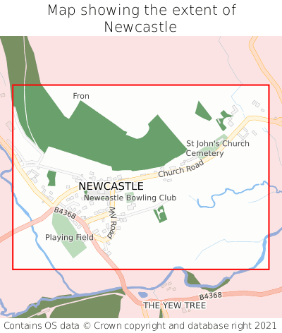 Map showing extent of Newcastle as bounding box