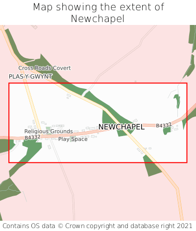 Map showing extent of Newchapel as bounding box