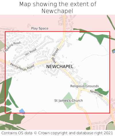 Map showing extent of Newchapel as bounding box