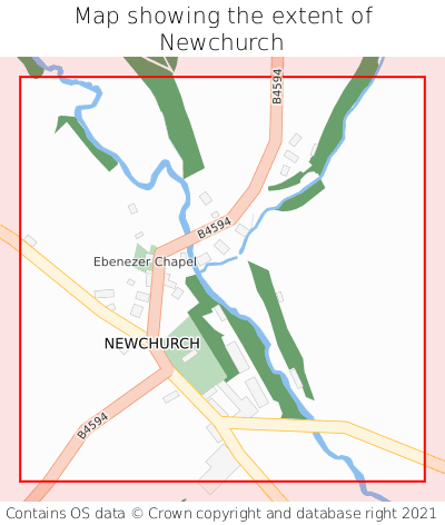 Map showing extent of Newchurch as bounding box