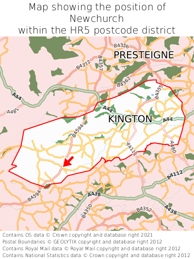 Map showing location of Newchurch within HR5
