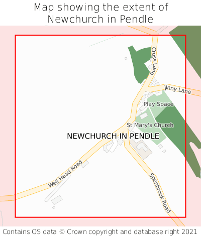 Map showing extent of Newchurch in Pendle as bounding box