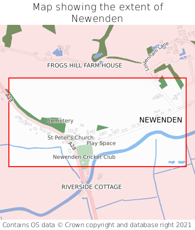 Map showing extent of Newenden as bounding box