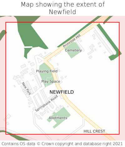 Map showing extent of Newfield as bounding box
