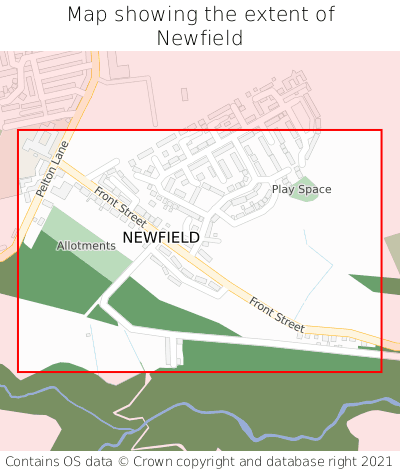 Map showing extent of Newfield as bounding box